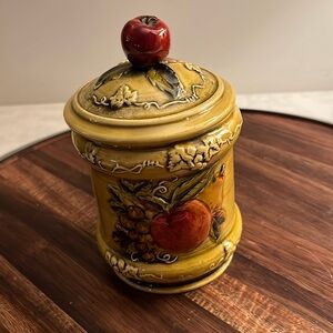 Vintage Geo Lefton tea canister apple, pear grape design #4131